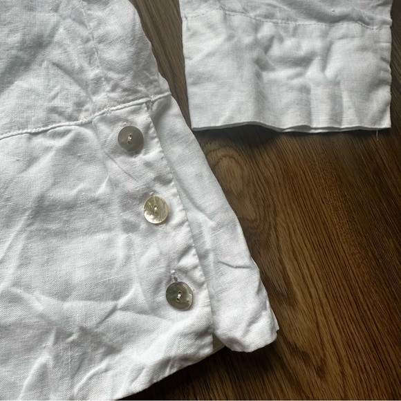 BRYN WALKER Artist Oversized Linen Top White XS Long Sleeves Blouse Button USA - Picture 4 of 8